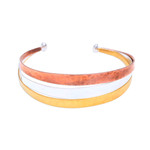 Gold accented sterling silver cuff bracelet, 'Metallic Rainbow' - Gold Accent Sterling Silver Cuff Bracelet from Bali