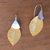 Gold plated dangle earrings, 'Modern Fall' - 22k Gold Plated Dangle Earrings from Bali (image 2d) thumbail