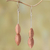 Rose gold accented sterling silver dangle earrings, 'Feminine Leaves' - Rose Gold Accent Sterling Silver Leaf Dangle Earrings