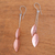 Rose gold accented sterling silver dangle earrings, 'Feminine Leaves' - Rose Gold Accent Sterling Silver Leaf Dangle Earrings