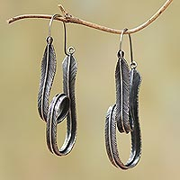 Sterling silver hoop earrings, Dark Loops