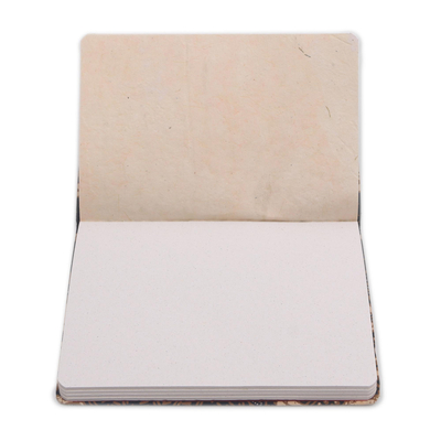 Diario de algodón batik - Diario de tapa de algodón naranja y negro Páginas de papel reciclado