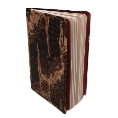 Zeitschrift für Batik-Baumwolle, 'Archer's Musings' - Braunes Blumenmotiv Baumwoll-Cover-Journal Seiten aus recyceltem Papier