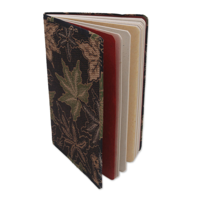 Batik cotton journal, 'Archer in the Forest' - Green-Brown Floral Motif Cotton Cover Journal Recycled Paper