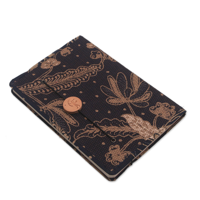Zeitschrift für Batik-Baumwolle, 'Bogenschütze auf der Wiese' - Braun-Schwarzes Blumenmotiv Baumwoll-Cover-Journal Recyclingpapier