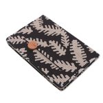 Batik cotton journal, 'Archer in the Trees' - Black Leaf Motif Cotton Cover Journal Recycled Paper