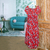 Rayon dress, 'Bloom Cascade' - White and Light Blue Floral Print on Red Rayon Midi Dress (image 2b) thumbail