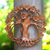 Wood relief panel, 'Tree of Beauty' - Circular Tree-Themed Suar Wood Relief Panel from Bali (image 2) thumbail