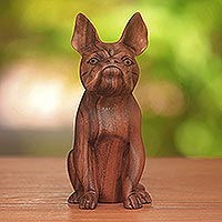 Wood sculpture, 'Obedient Dog'