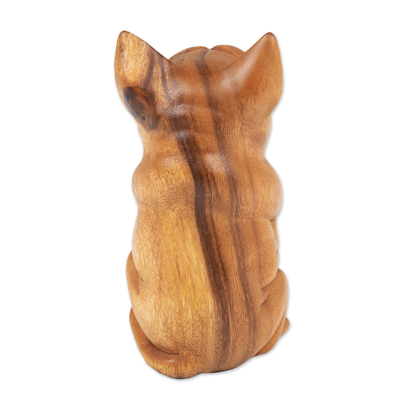 Holzskulptur - Holzskulptur eines Spitzohrhundes aus Bali