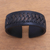 Leather cuff bracelet, 'Tenacity' - Black Leather Cuff Bracelet with Criss-Cross Laces