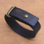 Leather wristband bracelet, 'Rugged Traveler' - Distressed Black Leather and Brass Wristband Bracelet