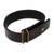 Leather wristband bracelet, 'Rugged Traveler' - Distressed Black Leather and Brass Wristband Bracelet