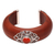 Carnelian and wood cuff bracelet, 'Fiery Elegance' - Carnelian Sterling Silver and Sawo Wood Cuff Bracelet thumbail