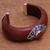 Carnelian and wood cuff bracelet, 'Fiery Elegance' - Carnelian Sterling Silver and Sawo Wood Cuff Bracelet (image 2b) thumbail