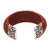 Carnelian and wood cuff bracelet, 'Fiery Grace' - Carnelian Set In Sterling Silver and Sawo Wood Cuff Bracelet (image 2d) thumbail