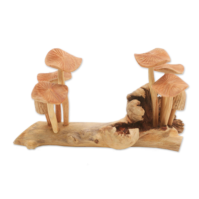 Wood sculpture, 'Mushroom Field' - Jempinise Wood Mushroom Sculpture from Bali