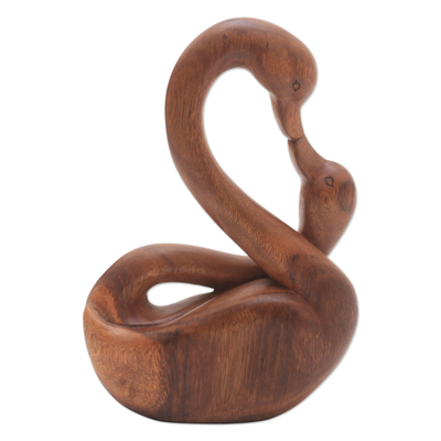Wood sculpture, 'Mother Goose' - Suar Wood Mother and Child Goose Sculpture from Bali