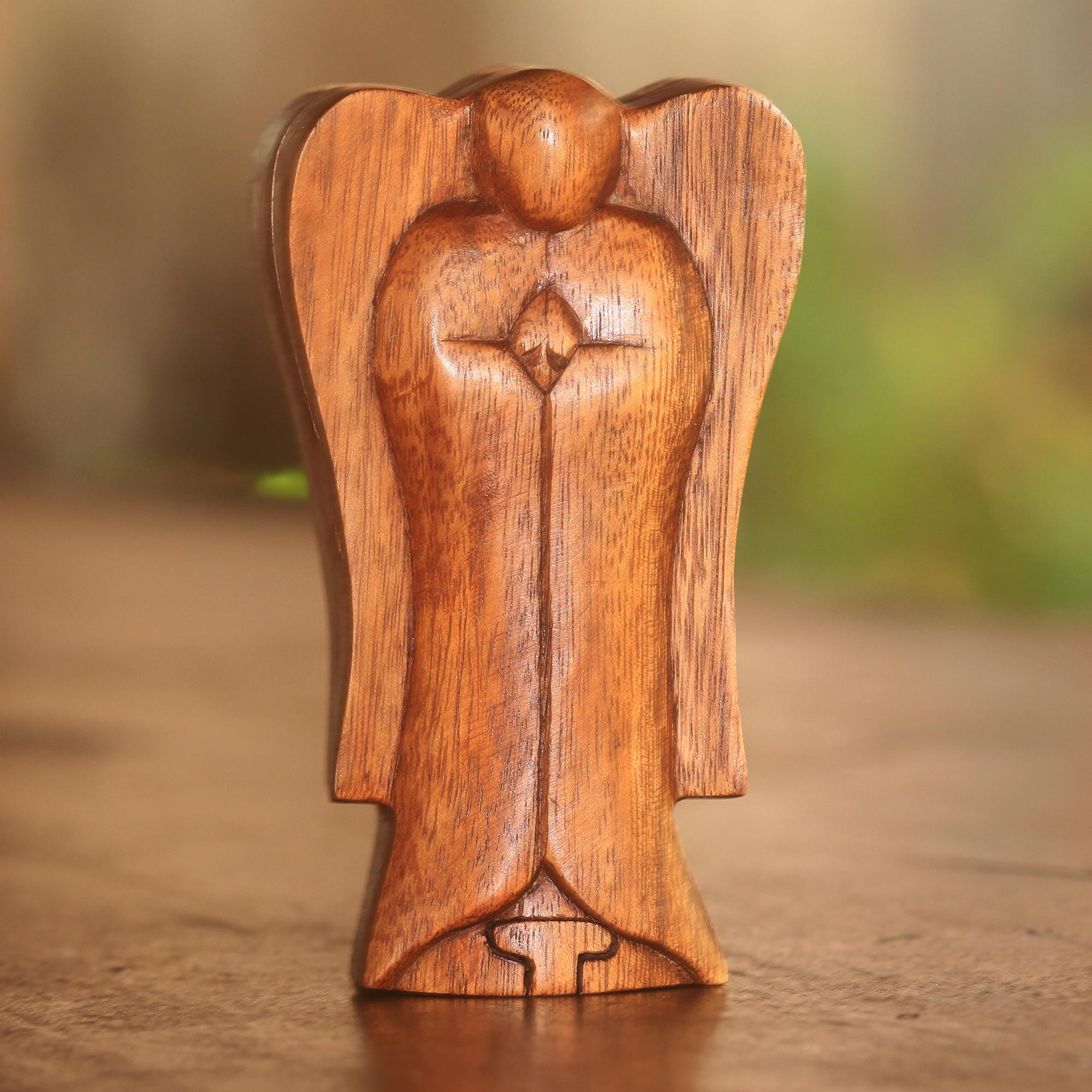 Angel Wooden Hand Carved Puzzle Box Fair Trade Trinket Box Gift
