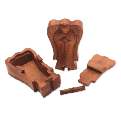 Puzzlebox aus Holz - Handgefertigte Suar-Holz-Engel-Puzzle-Box aus Bali