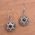Garnet dangle earrings, 'Six Points' - Garnet Six-Pointed Star Dangle Earrings from Bali (image 2b) thumbail