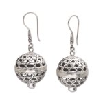 Cultured pearl dangle earrings, 'Kintamani Lanterns' - Round Cultured Pearl Dangle Earrings from Bali