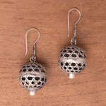 Cultured pearl dangle earrings, 'Kintamani Lanterns' - Round Cultured Pearl Dangle Earrings from Bali