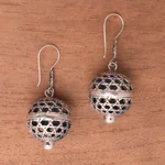 Cultured pearl dangle earrings, 'Kintamani Lanterns' - Round Cultured Pearl Dangle Earrings from Bali