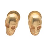 Gold plated sterling silver stud earrings, 'Skull Kingdom' - Gold Plated Sterling Silver Skull Earrings from Bali