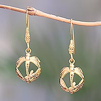 Ohrhänger aus vergoldetem Sterlingsilber, „Romantische Libellen“ – Libellenohrringe aus vergoldetem Sterlingsilber aus Bali