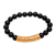 Men's gold accented onyx beaded pendant bracelet, 'Vine Arch' - Gold Accent Onyx Beaded Pendant Bracelet from Bali (image 2a) thumbail