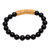 Men's gold accented onyx beaded pendant bracelet, 'Vine Arch' - Gold Accent Onyx Beaded Pendant Bracelet from Bali (image 2d) thumbail