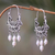 Aretes candelabro de perlas cultivadas - Aretes tipo candelabro de plata y perlas cultivadas blancas de Bali