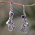 Amethyst dangle earrings, 'Flower Tendrils' - Floral Amethyst Dangle Earrings Crafted in Bali (image 2) thumbail
