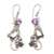 Amethyst dangle earrings, 'Flower Tendrils' - Floral Amethyst Dangle Earrings Crafted in Bali thumbail