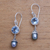 Blue topaz and cultured pearl dangle earrings, 'Fruit of Light' - Blue Topaz and Cultured Pearl Dangle Earrings from Bali (image 2b) thumbail