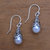 Cultured pearl dangle earrings, 'Little Trumpets in White' - White Cultured Pearl Dangle Earrings from Bali (image 2b) thumbail