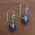Cultured pearl dangle earrings, 'Little Trumpets in Peacock' - Peacock Cultured Pearl Dangle Earrings from Bali (image 2b) thumbail