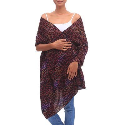 Batik rayon shawl, 'Elegant Pebbles' - Pebble Motif Batik Rayon Shawl Crafted in Java