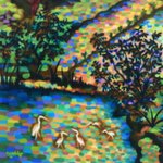 'Landscape in Bukit Jati' (2018) - Multicolored Expressionist Landscape Painting from Bali 2018