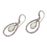 Gold accented chalcedony dangle earrings, 'Eternity Dew in Blue' - Gold Accented Blue Chalcedony Dangle Earrings from Bali