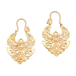Gold plated drop earrings, 'Angelic Alam' - Artisan Crafted Gold Plated Brass Drop Earrings from Bali