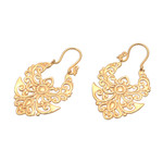 Gold plated drop earrings, 'Angelic Alam' - Artisan Crafted Gold Plated Brass Drop Earrings from Bali