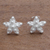 Sterling silver button earrings, 'Glimmering Stars' - Sterling Silver Star Button Earrings from Java