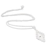 Sterling silver filigree pendant necklace, 'Starry Rhombus' - Sterling Silver Filigree Rhombus Necklace from Java