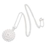 Sterling silver filigree pendant necklace, 'Dainty Stars' - Circular Sterling Silver Filigree Pendant Necklace from Java