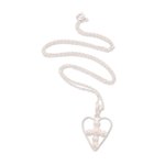 Sterling silver filigree pendant necklace, 'Heart Stars' - Sterling Silver Filigree Heart Necklace from Java