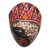 Batik wood mask, 'Wise Princess' - Batik Wood Mask in Red and Orange from Java (image 2a) thumbail