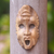 Wood mask, 'Two Faces' - Whimsical Hibiscus Wood Wall Mask Crafted in Indonesia thumbail