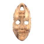 Wood mask, 'Two Faces' - Whimsical Hibiscus Wood Wall Mask Crafted in Indonesia